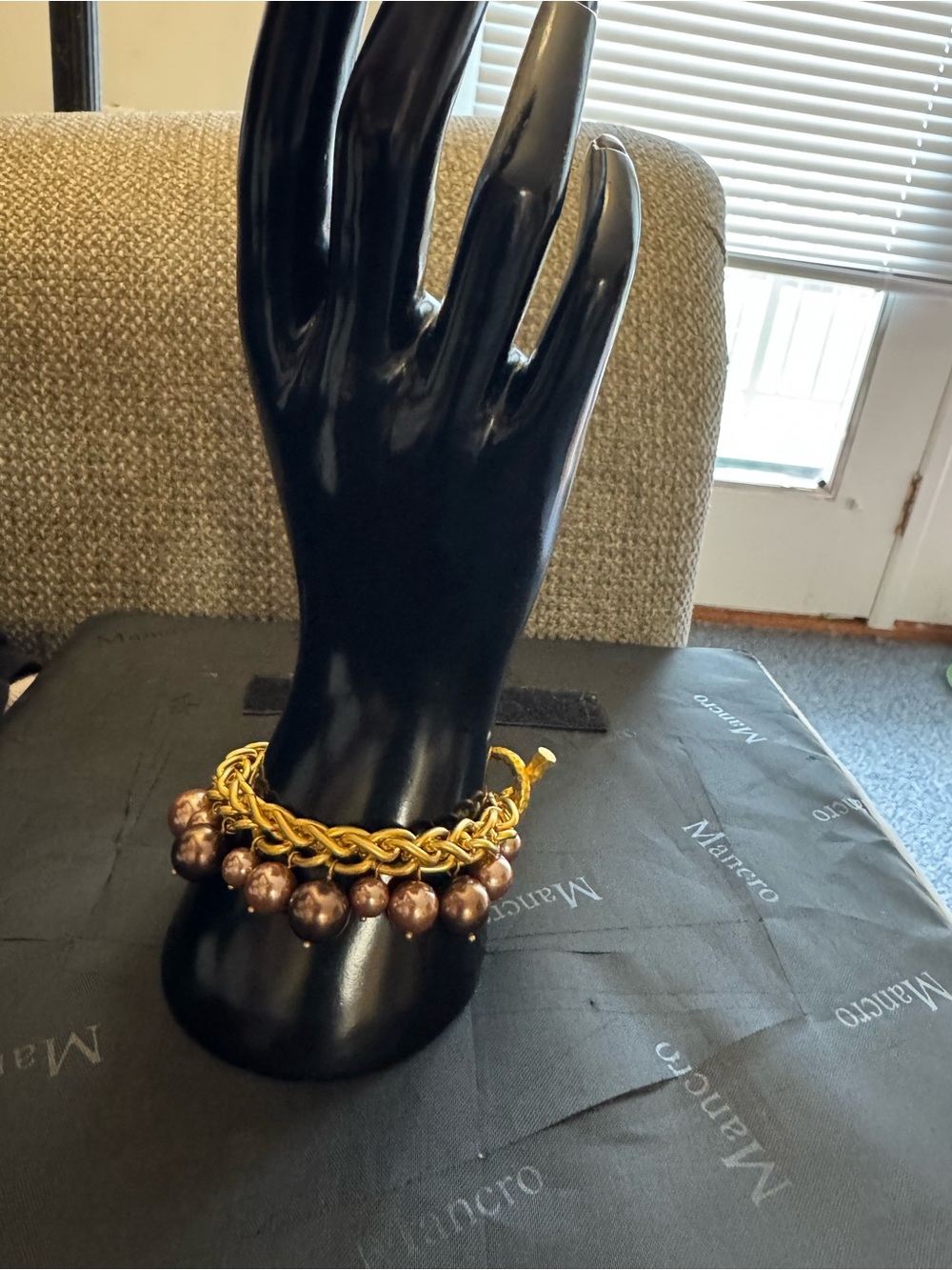 Spartina 449 Gold-Tone Chain Bracelet with Bronze Pearl Charms